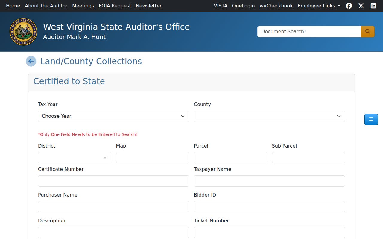 Morgan County property records in the State Auditor delinquent land search