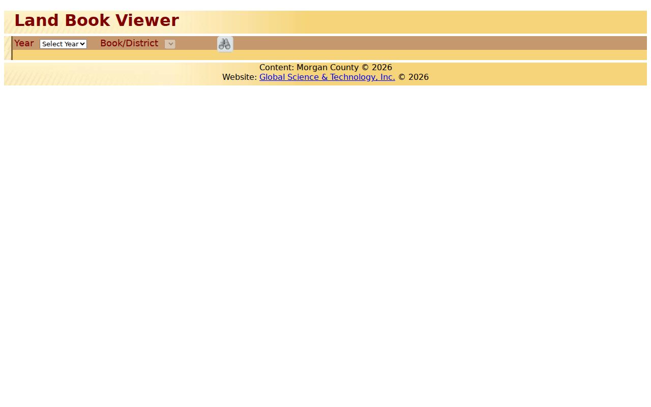 Morgan County property tax records Land Book Viewer with year and book district search controls